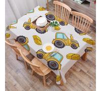 DALEXHM Tablecloth,Washable,Rectangle,137x183 cm,Modello senza cuciture con trattore giallo e pagliaio da raccogliere,Water-Repellent,Stain Protection,Festival,Restaurant,Party and Garden