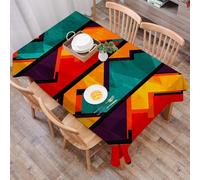 DALEXHM Tablecloth,Washable,Rectangle,137x183 cm,Moderno, geometrico, design etnico con motivo a zig zag nero e bordi audaci, mul,Water-Repellent,Stain Protection,Festival,Restaurant,Party and Garden