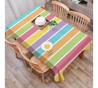 DALEXHM Tablecloth,Washable,Rectangle,137x183 cm,Motivo arcobaleno allegro, estivo e alla moda, a righe, color pastello,Water-Repellent,Stain Protection,Festival,Restaurant,Party and Garden