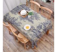 DALEXHM Tablecloth,Washable,Rectangle,137x183 cm,Motivo con paesaggi con vecchie campagne e persone con cavalli, alberi, donne co,Water-Repellent,Stain Protection,Festival,Restaurant,Party and Garden