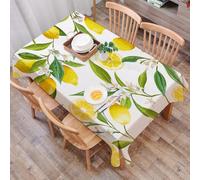 DALEXHM Tablecloth,Washable,Rectangle,137x183 cm,Motivo floreale senza soluzione di continuità. Sfondo di frutti di limone. Fiori,Water-Repellent,Stain Protection,Festival,Restaurant,Party and Garden