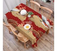 DALEXHM Tablecloth,Washable,Rectangle,137x183 cm,Motivo kimono giapponese. Fiori di ciliegio, uccelli gru, pino con motivi orient,Water-Repellent,Stain Protection,Festival,Restaurant,Party and Garden