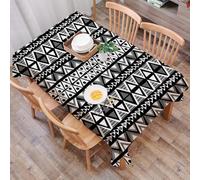 DALEXHM Tablecloth,Washable,Rectangle,137x183 cm,Motivo retrò, etnico boho azteco in bianco e nero con Western Nati1,Water-Repellent,Stain Protection,Festival,Restaurant,Party and Garden
