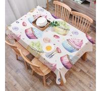 DALEXHM Tablecloth,Washable,Rectangle,137x183 cm,Motivo senza soluzione di continuità con cupcake acquerellati isolati su sfondo,Water-Repellent,Stain Protection,Festival,Restaurant,Party and Garden
