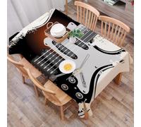 DALEXHM Tablecloth,Washable,Rectangle,137x183 cm,Musica rock, modello di chitarra dettagliato con archi, sfondo retrò mezzitoni,Water-Repellent,Stain Protection,Festival,Restaurant,Party and Garden