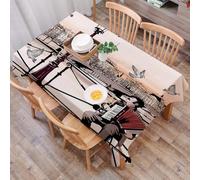 DALEXHM Tablecloth,Washable,Rectangle,137x183 cm,Musica suonata da un fisarmonicista per strada a Parigi Urban European,Water-Repellent,Stain Protection,Festival,Restaurant,Party and Garden
