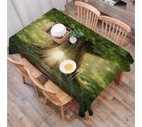DALEXHM Tablecloth,Washable,Rectangle,137x183 cm,Mystic Fairy Tree of Life Enchanted Forest Mystical Lights Digi,Water-Repellent,Stain Protection,Festival,Restaurant,Party and Garden