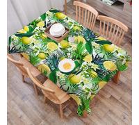 DALEXHM Tablecloth,Washable,Rectangle,137x183 cm,Natura, Piante tropicali con grandi foglie sempreverdi Limone Botanica Palma Ju,Water-Repellent,Stain Protection,Festival,Restaurant,Party and Garden