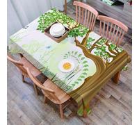DALEXHM Tablecloth,Washable,Rectangle,137x183 cm,Natura Primavera Estate Vista Albero Erba Farfalle Pittura a olio Effetto Arte,Water-Repellent,Stain Protection,Festival,Restaurant,Party and Garden