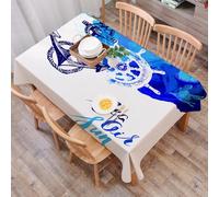 DALEXHM Tablecloth,Washable,Rectangle,137x183 cm,Nautico, vivido sfondo oceanico con effetti di vernice con rosa dei venti e timo,Water-Repellent,Stain Protection,Festival,Restaurant,Party and Garden