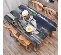 DALEXHM Tablecloth,Washable,Rectangle,137x183 cm,Paesaggio, cielo nuvoloso, nave pirata caraibica, stampa a olio come immagine ar,Water-Repellent,Stain Protection,Festival,Restaurant,Party and Garden