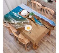 DALEXHM Tablecloth,Washable,Rectangle,137x183 cm,Paesaggio, Vista sull'oceano Spiaggia tranquilla Cabo De Gata Spagna Foto costie,Water-Repellent,Stain Protection,Festival,Restaurant,Party and Garden