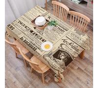 DALEXHM Tablecloth,Washable,Rectangle,137x183 cm,Parigi, giornale storico d'epoca, arte della scrittura su carta francese,Water-Repellent,Stain Protection,Festival,Restaurant,Party and Garden