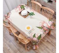 DALEXHM Tablecloth,Washable,Rectangle,137x183 cm,Pesca, motivo botanico disegnato a mano. Fiori primaverili ed estivi. Bloom,Water-Repellent,Stain Protection,Festival,Restaurant,Party and Garden