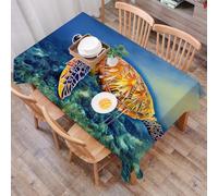 DALEXHM Tablecloth,Washable,Rectangle,137x183 cm,Poster blu tartaruga di mare snorkeling mondo marino acqua acqua digitale animal,Water-Repellent,Stain Protection,Festival,Restaurant,Party and Garden