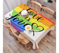 DALEXHM Tablecloth,Washable,Rectangle,137x183 cm,Pride, LGBT Gay Lesbian Parade Love Valentines I,Water-Repellent,Stain Protection,Festival,Restaurant,Party and Garden