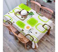 DALEXHM Tablecloth,Washable,Rectangle,137x183 cm,Quadrati retrò verde lime e marroni di eleganti quadrati retrò verdi e marroni.,Water-Repellent,Stain Protection,Festival,Restaurant,Party and Garden