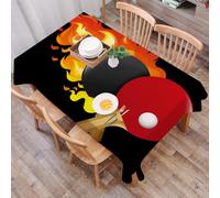 DALEXHM Tablecloth,Washable,Rectangle,137x183 cm,Racchette da ping-pong rosse e nere sono avvolte dalle me, evocando immagini din,Water-Repellent,Stain Protection,Festival,Restaurant,Party and Garden