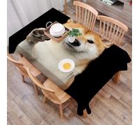 DALEXHM Tablecloth,Washable,Rectangle,137x183 cm,Ritratto di un simpatico cane Shiba Inu. Sembra amichevole, dai la zampa,Water-Repellent,Stain Protection,Festival,Restaurant,Party and Garden