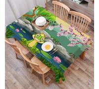 DALEXHM Tablecloth,Washable,Rectangle,137x183 cm, Roi, conte de fées inspiré mignon petit Prince grenouille près du lac sur le,Water-Repellent,Stain Protection,Festival,Restaurant,Party and Garden