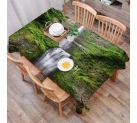 DALEXHM Tablecloth,Washable,Rectangle,137x183 cm,Set, Cascate di Gran Burrone, Cascata Multnomah, Oregon con Sentiero degli Elfi,Water-Repellent,Stain Protection,Festival,Restaurant,Party and Garden