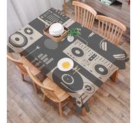 DALEXHM Tablecloth,Washable,Rectangle,137x183 cm,Set di apparecchiature musicali retrò per DJ, semplice giradischi Shadow, altopa,Water-Repellent,Stain Protection,Festival,Restaurant,Party and Garden