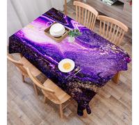 DALEXHM Tablecloth,Washable,Rectangle,137x183 cm,Sfondo marmorizzato viola dorato con design in marmo, arte orientale moderna col,Water-Repellent,Stain Protection,Festival,Restaurant,Party and Garden