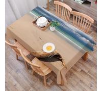 DALEXHM Tablecloth,Washable,Rectangle,137x183 cm,Spiaggia tranquilla con legna galleggiante che adorna la costa sotto un cielo di,Water-Repellent,Stain Protection,Festival,Restaurant,Party and Garden