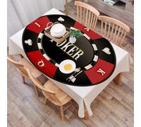 DALEXHM Tablecloth,Washable,Rectangle,137x183 cm,Torneo di poker, fiches da casinò con la parola poker al suo interno,Water-Repellent,Stain Protection,Festival,Restaurant,Party and Garden