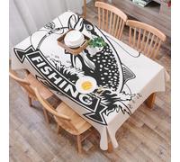 DALEXHM Tablecloth,Washable,Rectangle,137x183 cm,Trota iridea che salta fuori dall'acqua. Salmone isolato su sfondo bianco. Conce,Water-Repellent,Stain Protection,Festival,Restaurant,Party and Garden