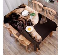 DALEXHM Tablecloth,Washable,Rectangle,137x183 cm,un simpatico carlino con una faccia triste e piatta,Water-Repellent,Stain Protection,Festival,Restaurant,Party and Garden