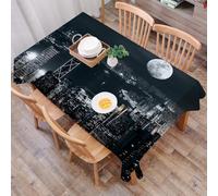 DALEXHM Tablecloth,Washable,Rectangle,137x183 cm,Vista aerea moderna della città di Hong Kong di notte con architettura mistica d,Water-Repellent,Stain Protection,Festival,Restaurant,Party and Garden