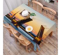 DALEXHM Tablecloth,Washable,Rectangle,137x183 cm,Vista da cartolina del Ponte del Palazzo con la Fortezza di Pietro e Paolo, simb,Water-Repellent,Stain Protection,Festival,Restaurant,Party and Garden