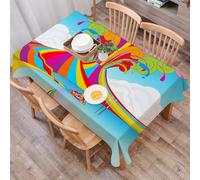 DALEXHM Tablecloth,Washable,Rectangle,137x183 cm,Vulcano, Skyline di Napoli e Vesuvio nell'eruzione dell'arcobaleno,Water-Repellent,Stain Protection,Festival,Restaurant,Party and Garden