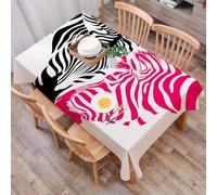 DALEXHM Tablecloth,Washable,Rectangle,137x183 cm,Zebra rosa, coppia di zebre africane si mettono a testa in giù a forma di cuore,Water-Repellent,Stain Protection,Festival,Restaurant,Party and Garden