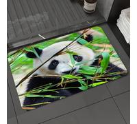 DALEXHM Tappetino da Bagno 40x60 cm,Animale, un panda bianco e nero si gode il bambù, circondato da foglie verdi,Antiscivolo,Morbido Assorbente, in Microfibra,Lavabile in Lavatrice,per Vasca,Doccia