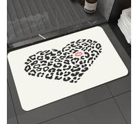 DALEXHM Tappetino da Bagno 40x60 cm,Bacio, motivo a pelle di leopardo selvatico a forma di cuore e un Ki,Antiscivolo,Morbido Assorbente, in Microfibra,Lavabile in Lavatrice,per Vasca,Doccia