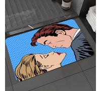 DALEXHM Tappetino da Bagno 40x60 cm,Bacio, uomo e donna che si baciano pop art fumetti stile retrò mezzitoni grung,Antiscivolo,Morbido Assorbente, in Microfibra,Lavabile in Lavatrice,per Vasca,Doccia