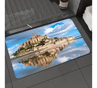 DALEXHM Tappetino da Bagno 40x60 cm,Castello di Chillon Svizzera Famoso Castello Medievale Panoramico Lago di Gine,Antiscivolo,Morbido Assorbente, in Microfibra,Lavabile in Lavatrice,per Vasca,Doccia