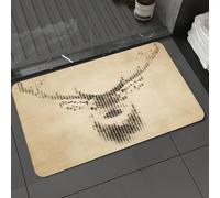 DALEXHM Tappetino da Bagno 40x60 cm,Cervo, ritratto di cervo in stile retrò con punti digitali e geometrie,Antiscivolo,Morbido Assorbente, in Microfibra,Lavabile in Lavatrice,per Vasca,Doccia