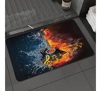 DALEXHM Tappetino da Bagno 40x60 cm,Chitarra acustica nel fuoco e nell'acqua. Illustrazione della chitarra acustic,Antiscivolo,Morbido Assorbente, in Microfibra,Lavabile in Lavatrice,per Vasca,Doccia