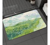 DALEXHM Tappetino da Bagno 40x60 cm, dipinto a olio di un campo verde pastorale con pennellate di,Antiscivolo,Morbido Assorbente, in Microfibra,Lavabile in Lavatrice,per Vasca,Doccia