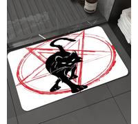 DALEXHM Tappetino da Bagno 40x60 cm,Il totem del gatto nero, oscuro e misterioso, pentagramma,Antiscivolo,Morbido Assorbente, in Microfibra,Lavabile in Lavatrice,per Vasca,Doccia