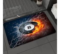 DALEXHM Tappetino da Bagno 40x60 cm,Immagine ad alta risoluzione di una palla da biliardo nel fuoco e nell'acqua p,Antiscivolo,Morbido Assorbente, in Microfibra,Lavabile in Lavatrice,per Vasca,Doccia
