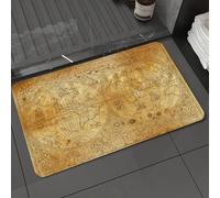 DALEXHM Tappetino da Bagno 40x60 cm,Mappa del mondo in stile antico decorata con squisiti elementi marini,Antiscivolo,Morbido Assorbente, in Microfibra,Lavabile in Lavatrice,per Vasca,Doccia