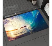DALEXHM Tappetino da Bagno 40x60 cm,Oceano, alba a Las Olas Prospettiva dello scenario della persona che fa surf,Antiscivolo,Morbido Assorbente, in Microfibra,Lavabile in Lavatrice,per Vasca,Doccia