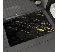 DALEXHM Tappetino da Bagno 40x60 cm,Opera d'arte a olio con design in marmo nero e oro,Antiscivolo,Morbido Assorbente, in Microfibra,Lavabile in Lavatrice,per Vasca,Doccia