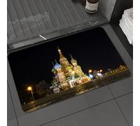 DALEXHM Tappetino da Bagno 40x60 cm,Scena notturna di un castello colorato e fantastico. Cattedrale di San Basilio,Antiscivolo,Morbido Assorbente, in Microfibra,Lavabile in Lavatrice,per Vasca,Doccia