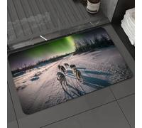 DALEXHM Tappetino da Bagno 40x60 cm,Un gruppo di cani da slitta che corrono sotto l'aurora boreale, cani da slitta,Antiscivolo,Morbido Assorbente, in Microfibra,Lavabile in Lavatrice,per Vasca,Doccia