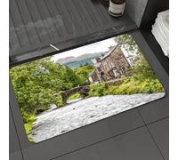 DALEXHM Tappetino da Bagno 40x60 cm,Un villaggio inglese, con case e ponti in pietra sotto il verde ruscello che s,Antiscivolo,Morbido Assorbente, in Microfibra,Lavabile in Lavatrice,per Vasca,Doccia